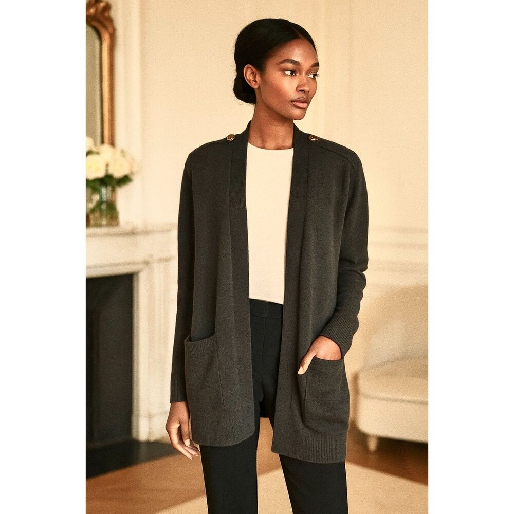 St. John Santana Knit Cardigan with Gold Buttons M